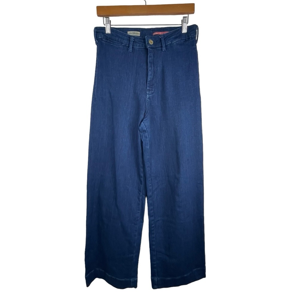 Anthropologie Pilcro The Skipper Wide Leg Sailor‎ Denim Dark Jeans Sz 27 Stretch